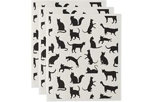DII Swedish Dishcloths for Kitchen & Cleaning, Reusable, Machine Washable & Dishwasher Safe, Biodegradable, 7.75 x 6.75, Cats