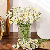 Serwalin 12pcs White Daisy Flowers Artificial, Realistic Small Fake Daisies Faux Wildflower Bouquet, Arrangements for Wedding, Vase Centerpiece Table Decorations, DIY Home Party(Not Include Vase)