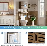 SMIBUY Bamboo Over-The-Toilet Storage Shelf Cabinet Walnut 3-Tier view 6