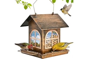 Bird Feeders Outdoor Hanging, Large Capacity Metal Wild Bird Feeder with Drainage Holes, Mangeoire Oiseaux Exterieur, Easy to
