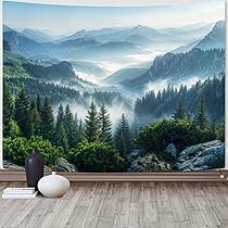 BELECO Mountain Lake Tapestry - 92x70 Inch Blue Lake Forest Landscape Wall Hanging For Bedroom & Dorm Decor