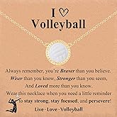 Soccer Softball Volleyball Basketball Baseball Necklace Gifts for Girls Players Team Lovers Daughter Granddaughter Niece Birthday Christmas Graduation Valentines Day Gifts, Women Sports Accessories