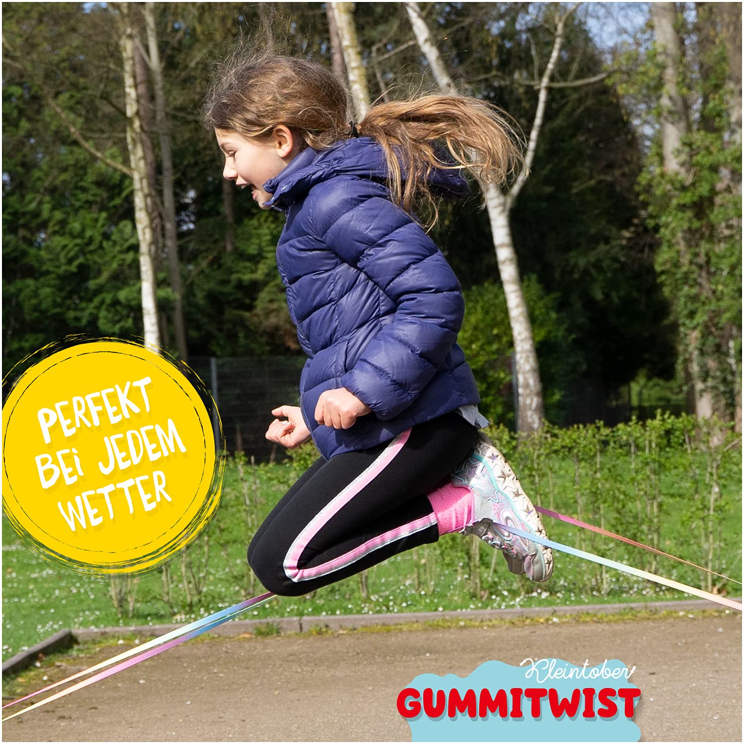 Kleintober I Chinese Jump Rope I Rubber Twist I Gummitwist I Indoor and Outdoor Toys I Stretchy Rope for Kids I with Instructions for Play I Outdoor Toys for Kids Ages 8-12