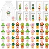 60 Sets Employee Appreciation Gifts Bulk for Coworkers Resin Flower Pot Inspirational Cards Commendable Cactus Flower Succule