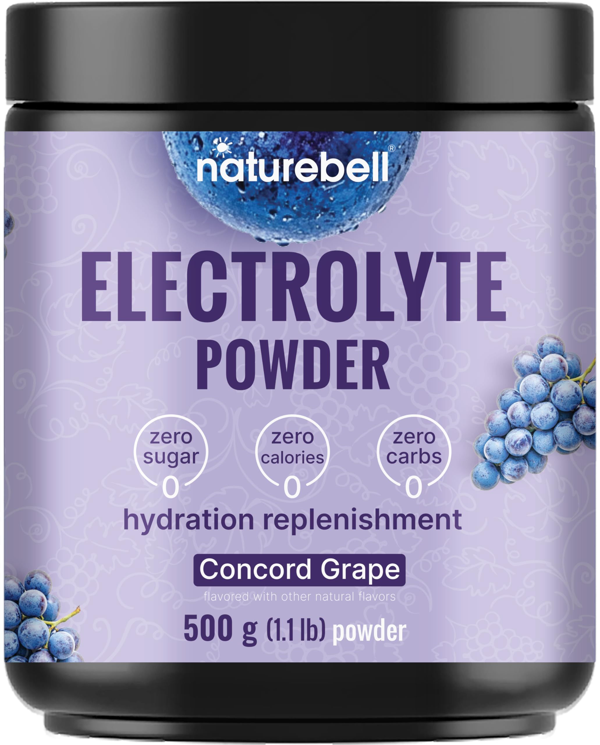 Photo 1 of 11/27**NatureBell Electrolytes Powder No Sugar, 500g (76 Servings) | Keto Fast Hydration Powder, Carnivore-Friendly Electrolyte – 1,000mg High Potassium, Minerals, & Coconut Water – Concord Grape Flavor