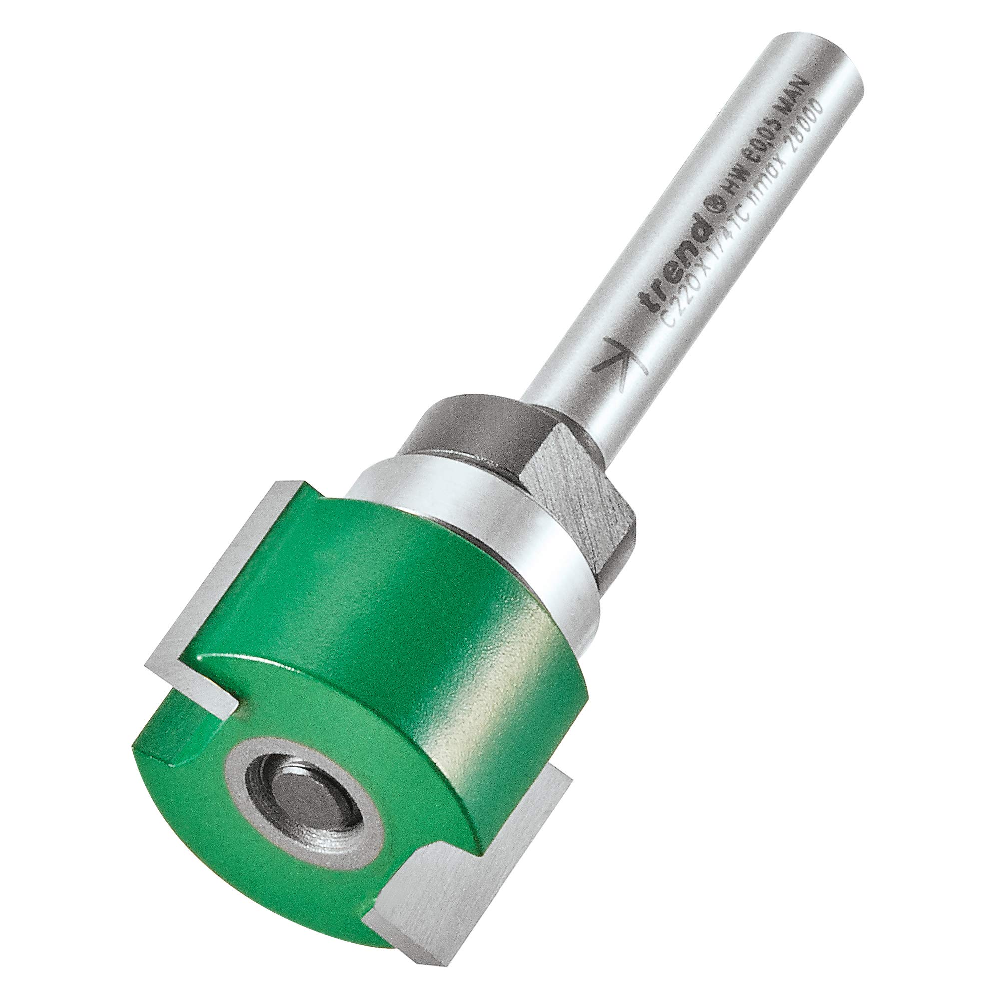 Trend CraftPro Two Flute Intumescent Recessing Router Cutter, 1/4 Inch Shank, 24mm Cut Diameter & 15mm Cut Length, Tungsten Carbide Tipped, C220X1/4TC