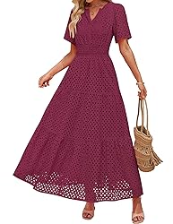 ZESICA Women's 2025 Summer Short Sleeve Maxi Dress