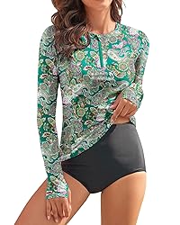 WOWENY Women Rash Guard Long Sleeve Swimsuit Top