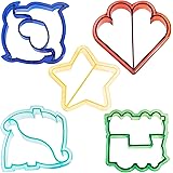 VonShef Fun Cake, Cookie & Sandwich Cutter Shapes for Kids &ndash; Set of 5 Shapes: Dinosaur, Dolphin, Heart, Star & Train