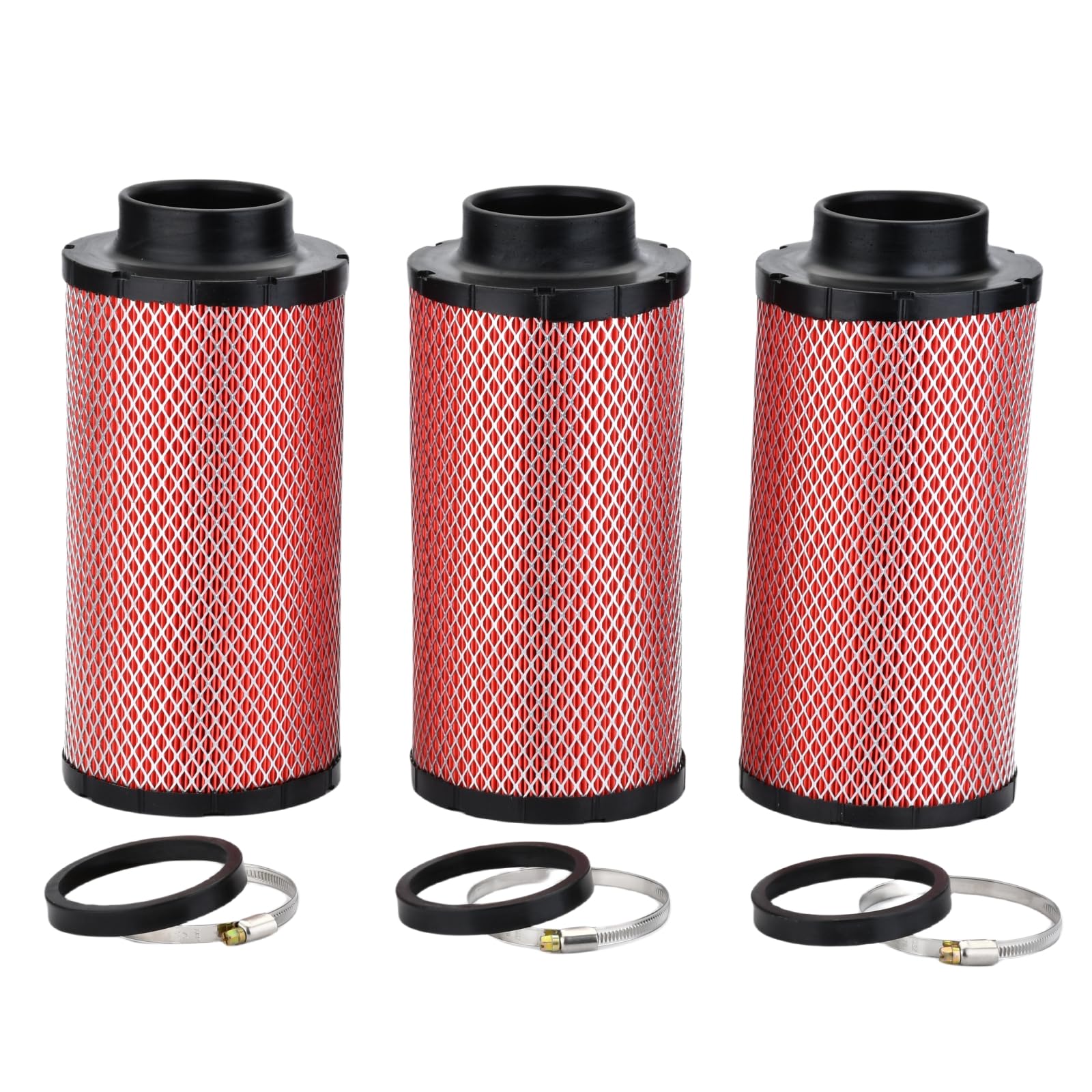 FLTRUCKTOP 3PCS 1241084 2879520 2882234 RED Air Filter W Clamps For fltrucktop-3pcs-1241084-2879520-2882234-red-air-filter-w-clamps-for