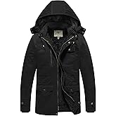 WenVen Men's Winter Thicken Cotton Parka Jacket Warm Coat with Removable Hood