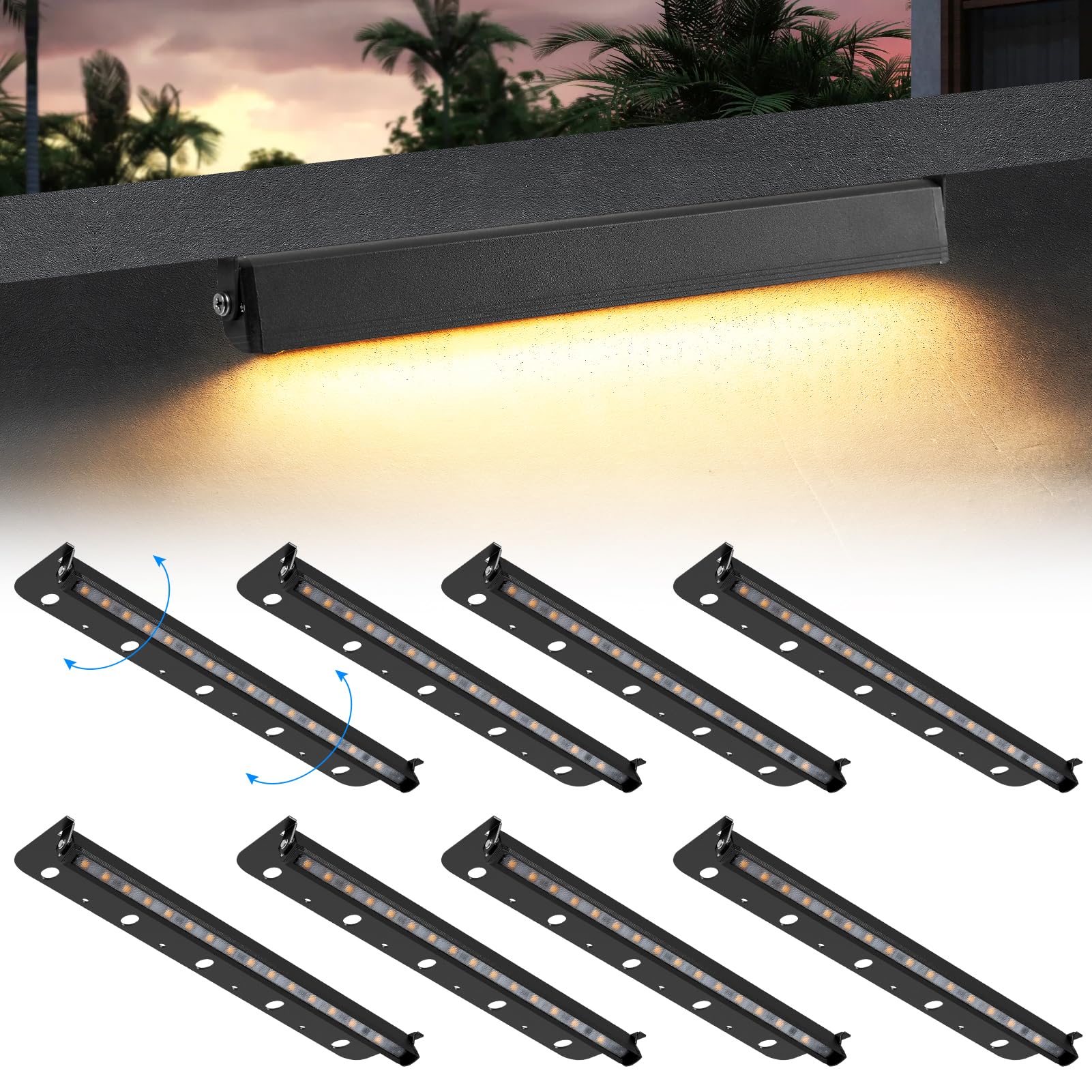 Photo 1 of Kwinmyso 8-Packs 5W 12 Inch LED Hardscape Paver Lighting,12V AC/DC Low Voltage Retaining Wall Lights,LED Landscape Lighting,2700K Soft White Outdoor Step Light,50,000 Hours Lifespan-Black