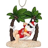 Santa On Vaction Relaxing On The Beach Between Palm Trees Christmas Coastal Nautical Ornament