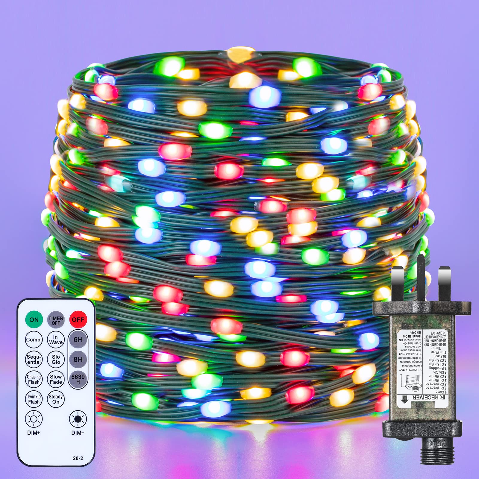 GlobaLink Rope Lights on Dark Cable, 25M/82FT 500Leds Christmas Rope Lights, IP65 Waterproof Led Tube Light with 8 Modes, Mains Powered Christmas String Lights for Xmas Tree Garden Fence Decor