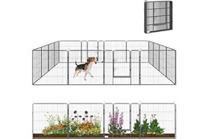 PawHut Dog Playpen, 31.5" W Heavy-Duty Metal Puppy Play Pen, Pet Exercise Fences for Outside and Indoor, DIY Design with Door