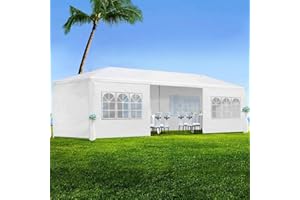 ACQCA 10x30' Wedding Party Canopy Tent, Outdoor Gazebo with 8 Removable Sidewalls and Transparent Windows, for Parties, Camping and Patio,Easy to Assemble,White