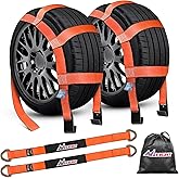 Nilight 2Pcs Tow Dolly Basket Straps with Flat Hook for 14&rdquo;-19&rdquo; Tires Car | 11128LBS Break Strength with 2 Axle for Trailer