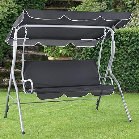 Amazon De Artlife Hollywoodschaukel 3 Sitzer Mit Dach Sitzauflage Gartenschaukel 200 Kg Belastbar Schaukelbank Fur Garten Terrasse Grau