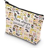 WCGXKO School Bus Driver Gift End Of Term School Bus Driver Gift School Bus Driver Survival Kit Cosmetics Bag (Bus Driver ever), Beige