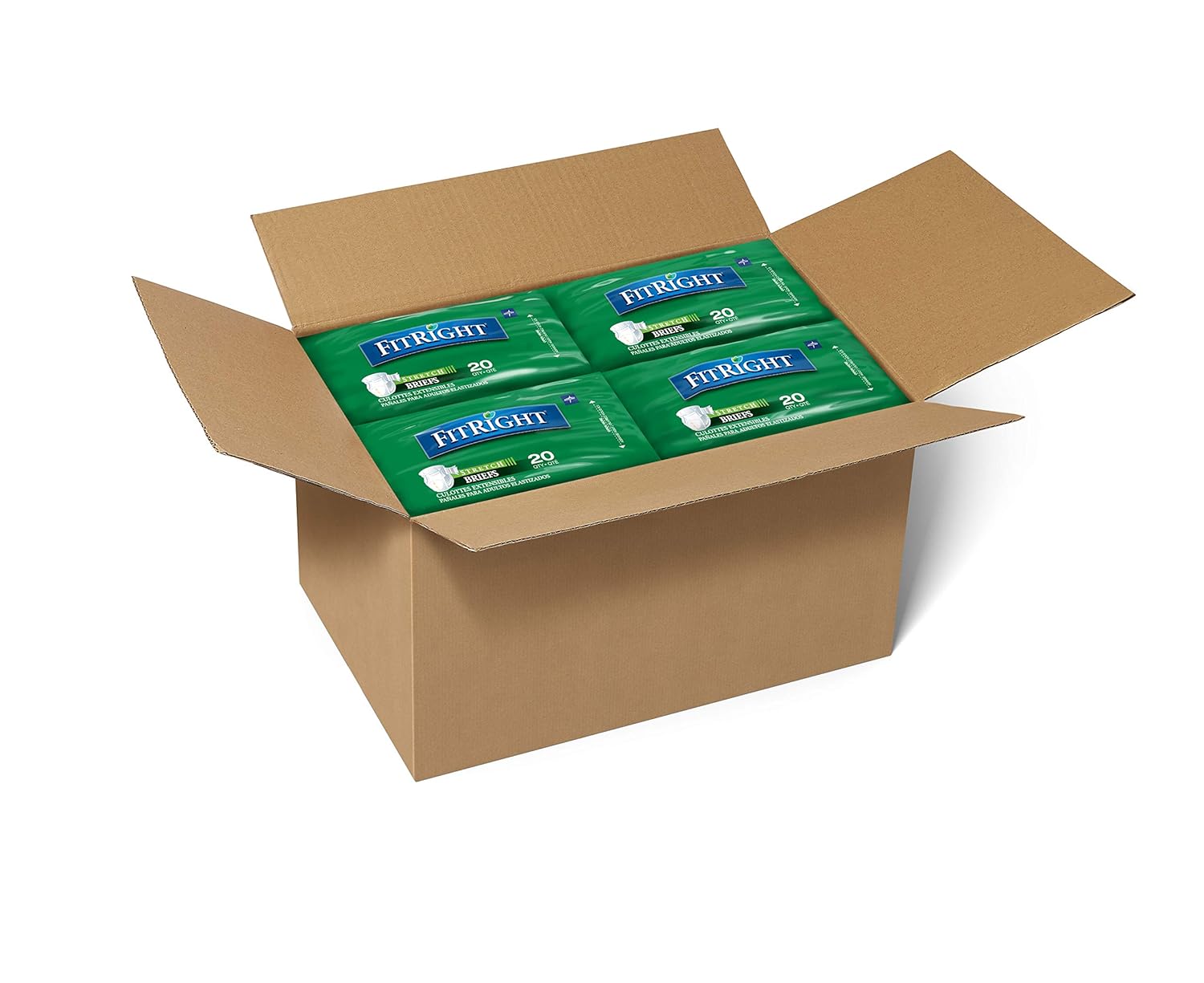 FitRight Ultra Adult Diapers, Disposable Incontinence Briefs with Tabs, Heavy Absorbency, X-Large, 57"-66", 4 packs of 20 (80 total): Health & Personal Care