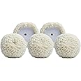 Standard Twisted Wool Buffing Pad (5 Pack, 3”), Premium Polishing Pads for Car Polishing Kit - Supports Heavy Cutting Application - Wool Hook & Loop 4 Ply Car Buffer Pads w/Curved Edge