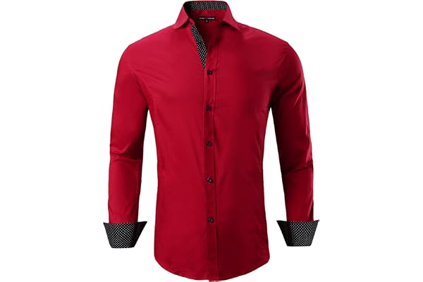 Alex Vando Mens Printed Dress Shirts Long Sleeve Regular Fit Fashion Shirt | Inner collar&cuff contrast,True-to-size,Firm sti