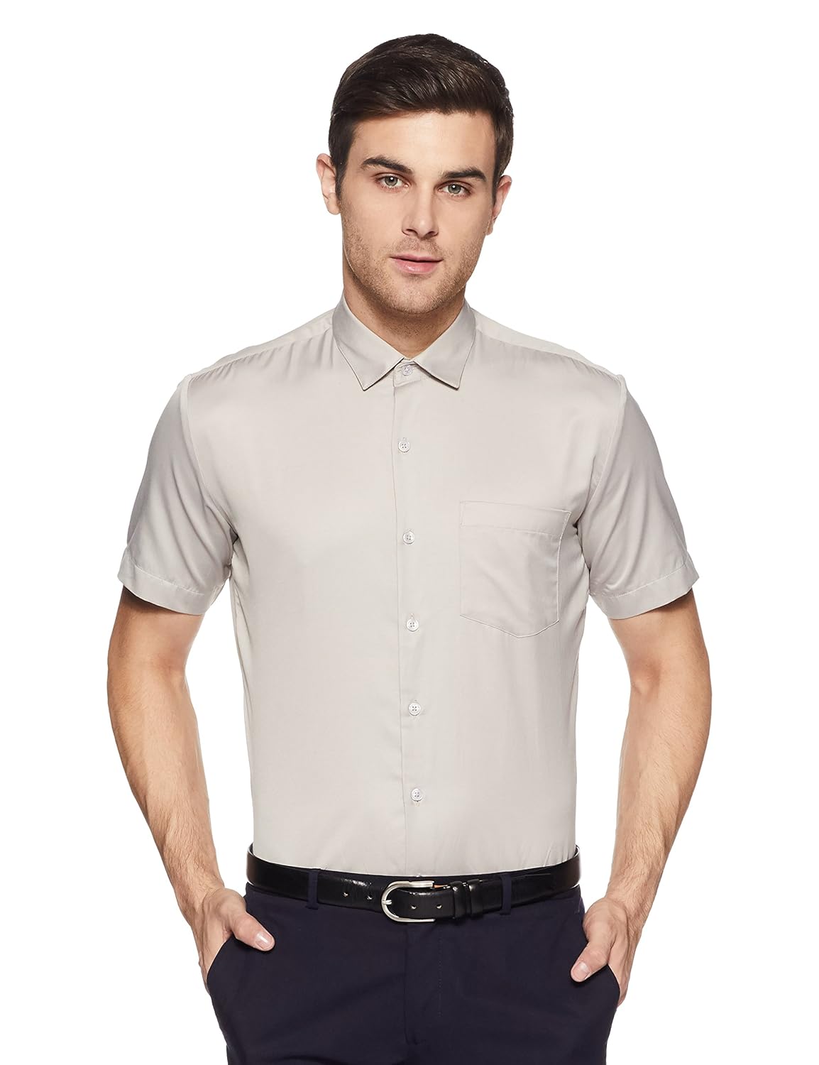 john miller men's solid slim fit synthetic dress shirt