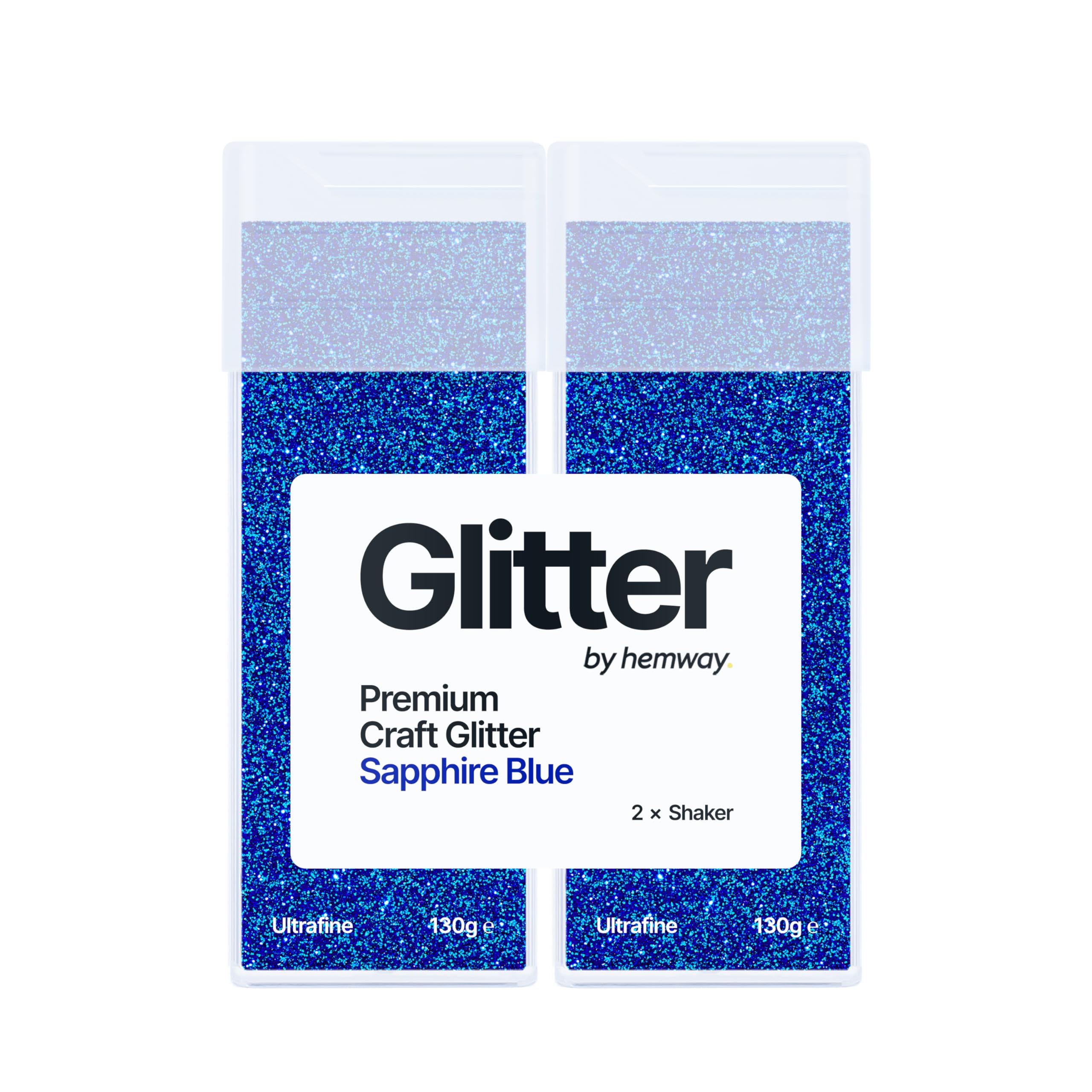 Hemway Glitter Shaker Sapphire Blue 130g x2 Pack Ultrafine, Craft Glitter Shakers for Resin & Epoxy Crafts, Christmas Art Supplies, Nail, Body, Face, Eye, Festival, Crafting, Slime, Sparkle