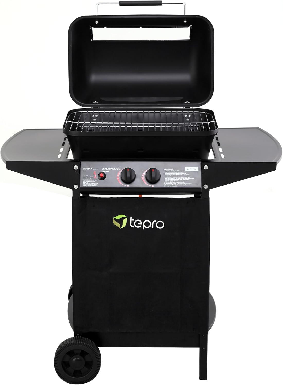 Tepro Lavasteingasgrill Irvine - Grillwagen mit Rollen, Schwarz
