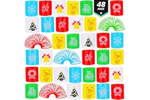 LOKIPA 48PCS Christmas Coil Springs for Kids, Mini Christmas Slinky Party Favors Christmas Spring Toys Christmas Treat Bags Gifts for Kids Christmas Stocking Stuffers, Party Favors