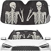 Funny Skull Car Windshield Sunshade - Skeleton Car Shade Skull Sun Shade Black Blocks UV Rays Visor Protector Accordion Folding Sun Reflector Auto Sunshade for Truck SUV to Keep Your Vehicle Cool