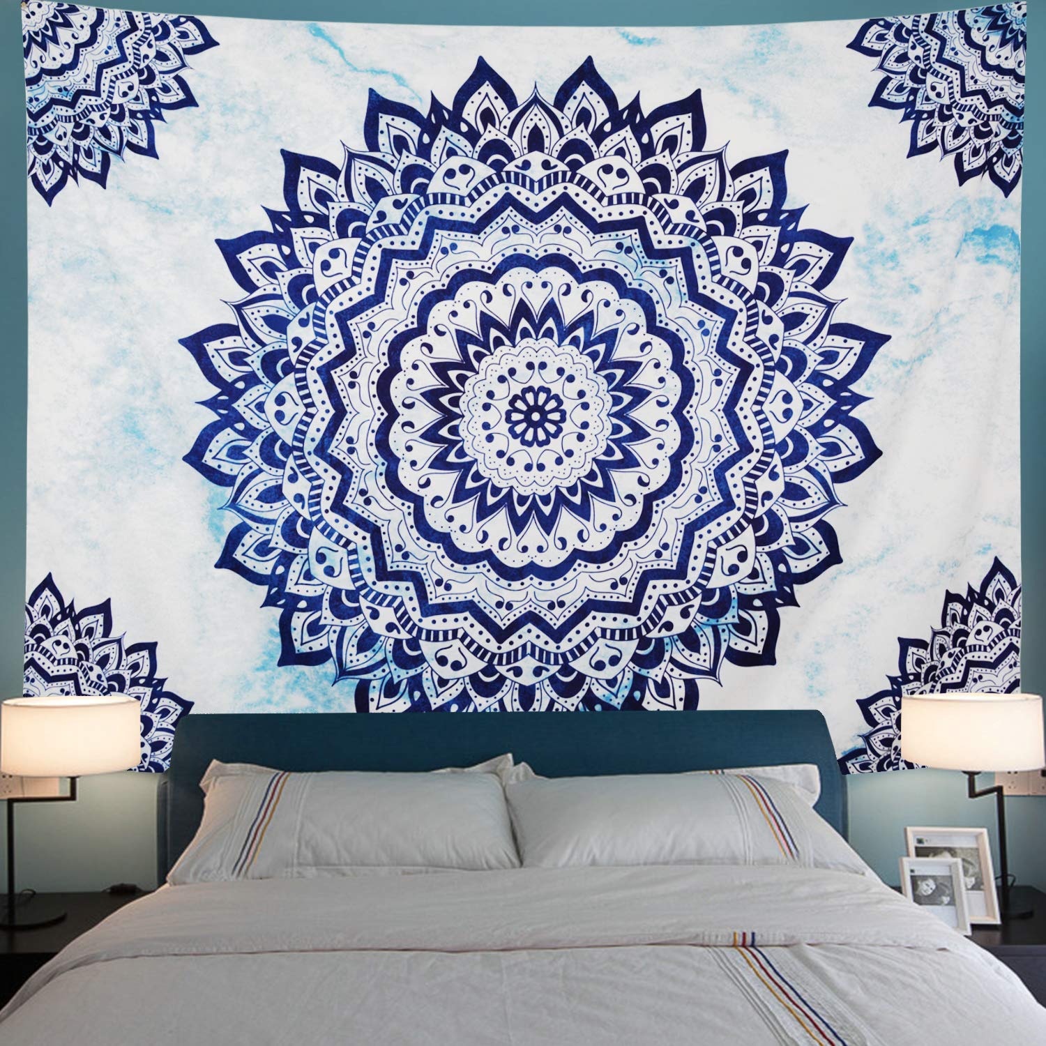 Buy Leofanger Mandala Tapestry Blue Flowers Tapestry Bohemian Tie Dye Mandala Wall Tapestry Hippie Tapestry Wall Hanging For Living Room M 59 1 51 2 Blue White Online At Low Prices In