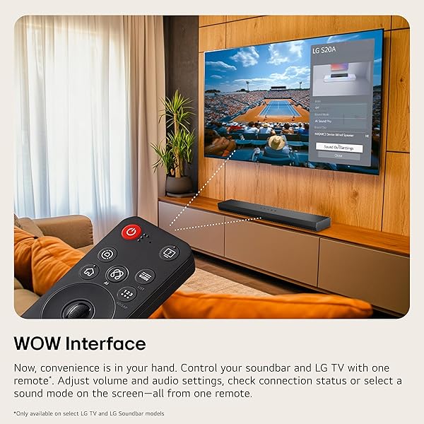 LG S60T 3.1 CH. SOUNDBAR WITH WIRELESS SUBWOOFER, DOLBY AUDIO, TV SYNERGY, WOW INTERFACE, AI SOUND PRO