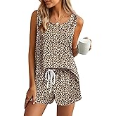 Ekouaer Womens Pajama Sets Cotton Pjs Sleeveless Tank Top and Shorts Sleepwear Soft Pjs 2 Piece Lounge Set S-XXL