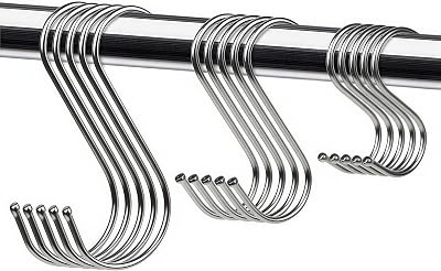 Lifreer 15 Pack S Hooks Stainless Steel S Shaped Hooks 3 Sizes Heavy Duty