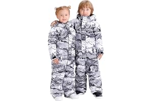 GSOU SNOW Ski Suit Kids Snowsuit One Piece Boys Girls Snowboard Suit Ski Jumpsuits Coveralls Waterproof Windproof