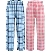 Ekouaer 2/3 Pack Girls Pajama Pants - Cute Print PJ Bottoms With Pockets, Soft Kids Lounge Pants With Elastic Waist