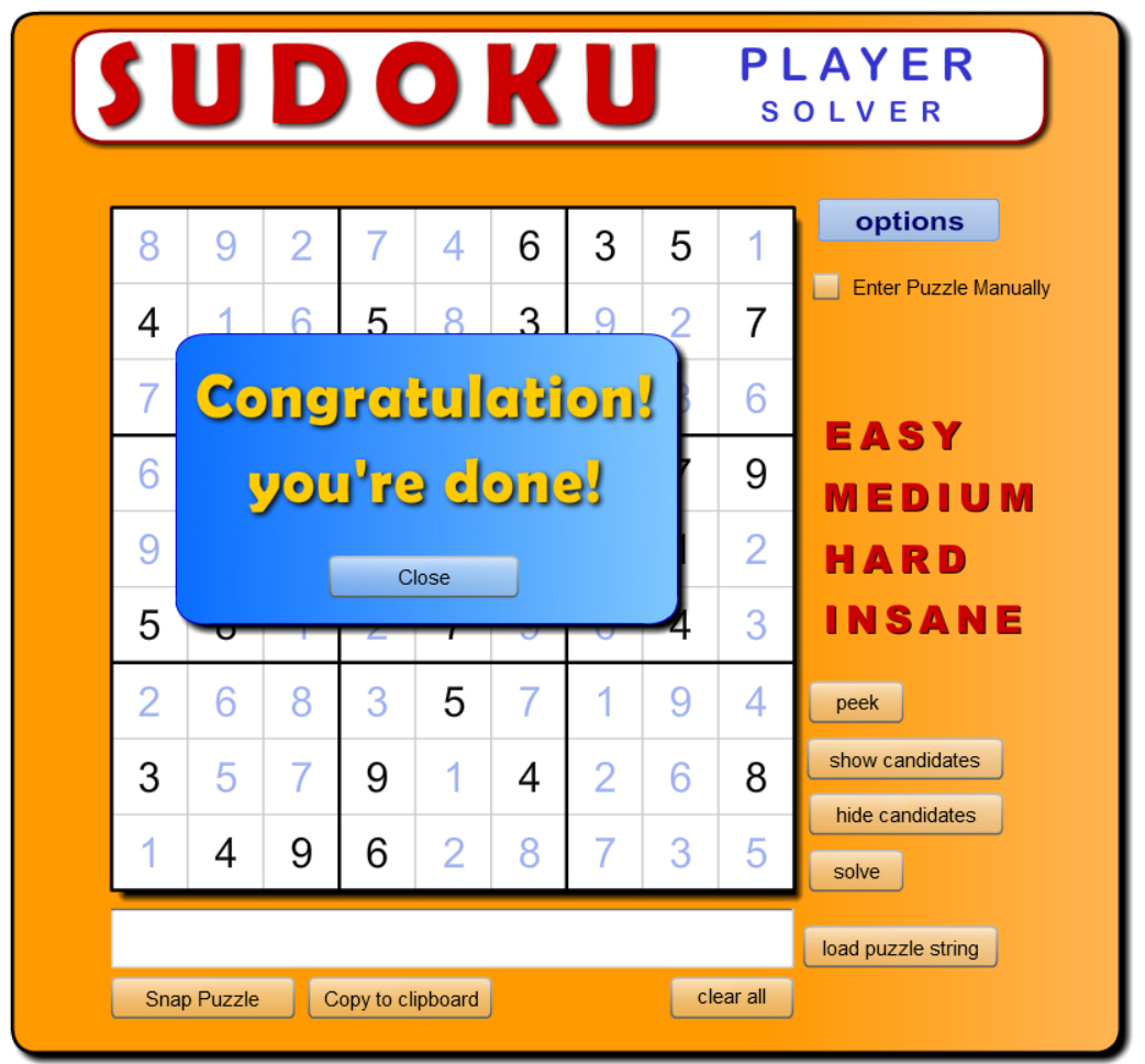 Sudoku Game and Solver Easy, Medium, Hard and Insane Puzzles