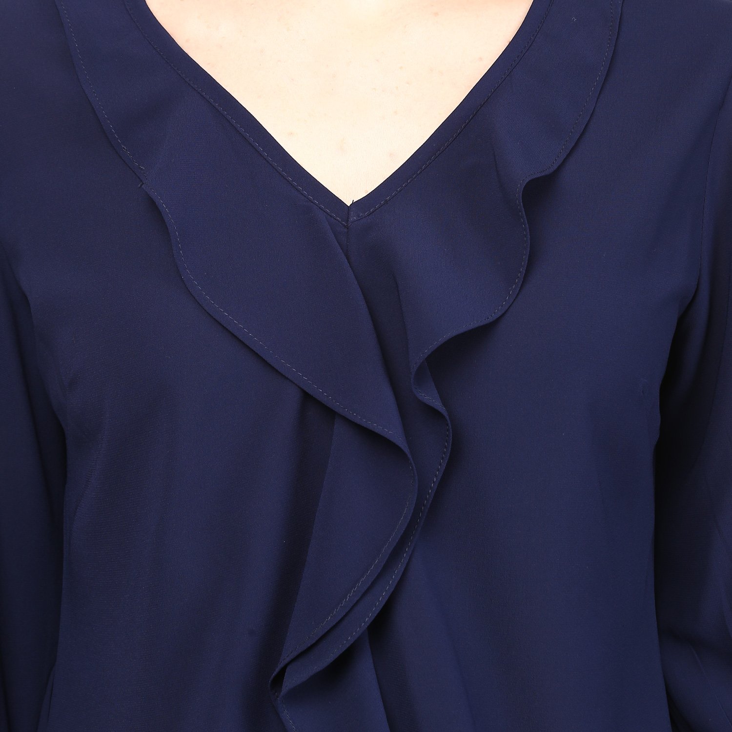 rare women navy blue georgette top (ep1033)