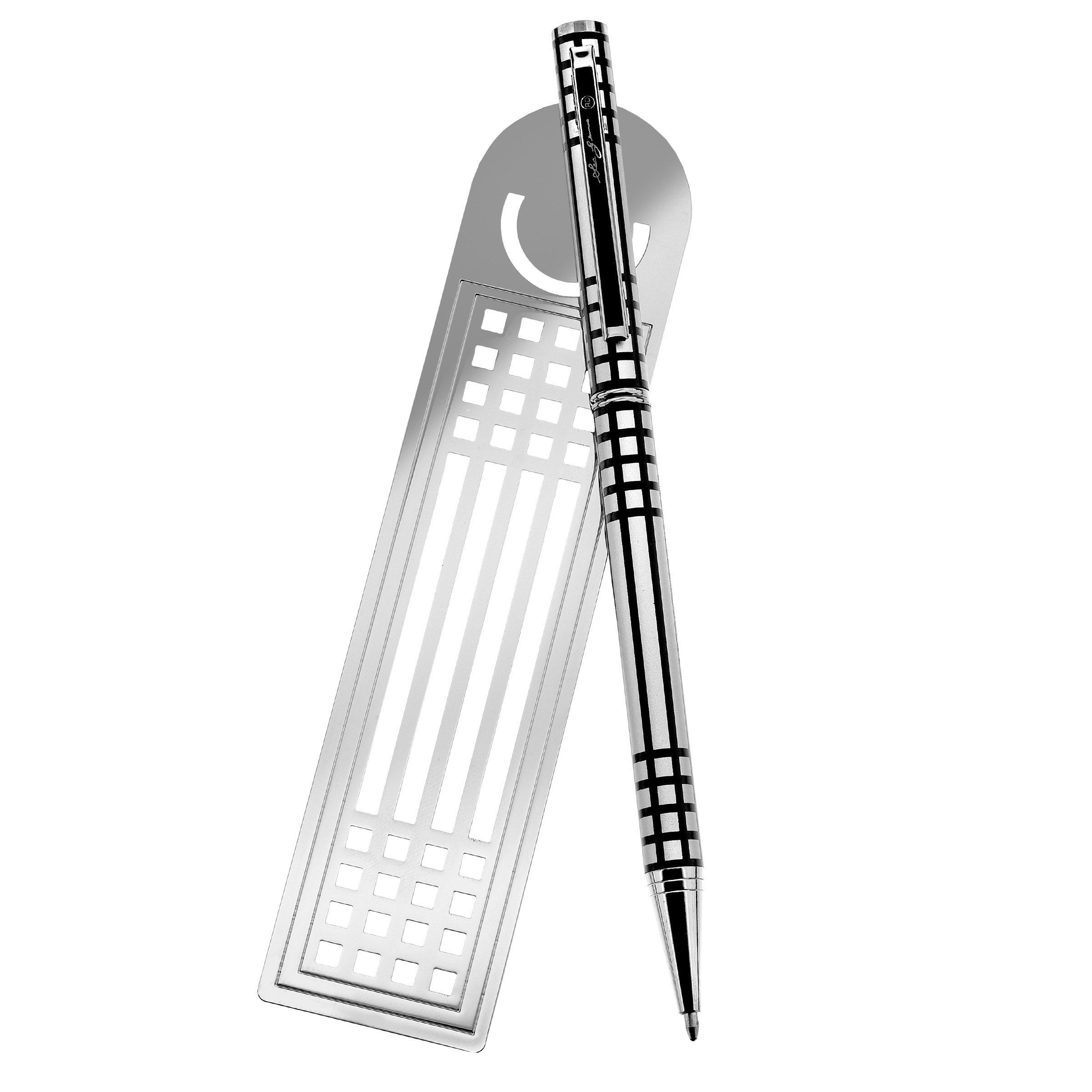 Mackintosh Silver Lattice Design Ballpoint Pen and Bookmark Set in Presentation Box