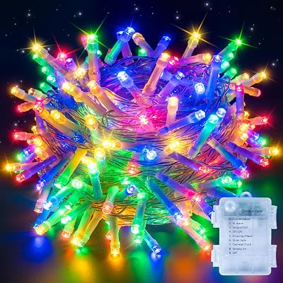 Ollny Fairy Lights Battery Operated 10m 100 LEDs Multicolour 8 Modes IP44