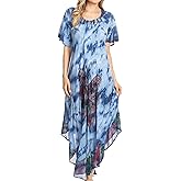 Sakkas Nalani Womens Flowy Caftan Tie Dye Summer Dress Cover up Relax Fit