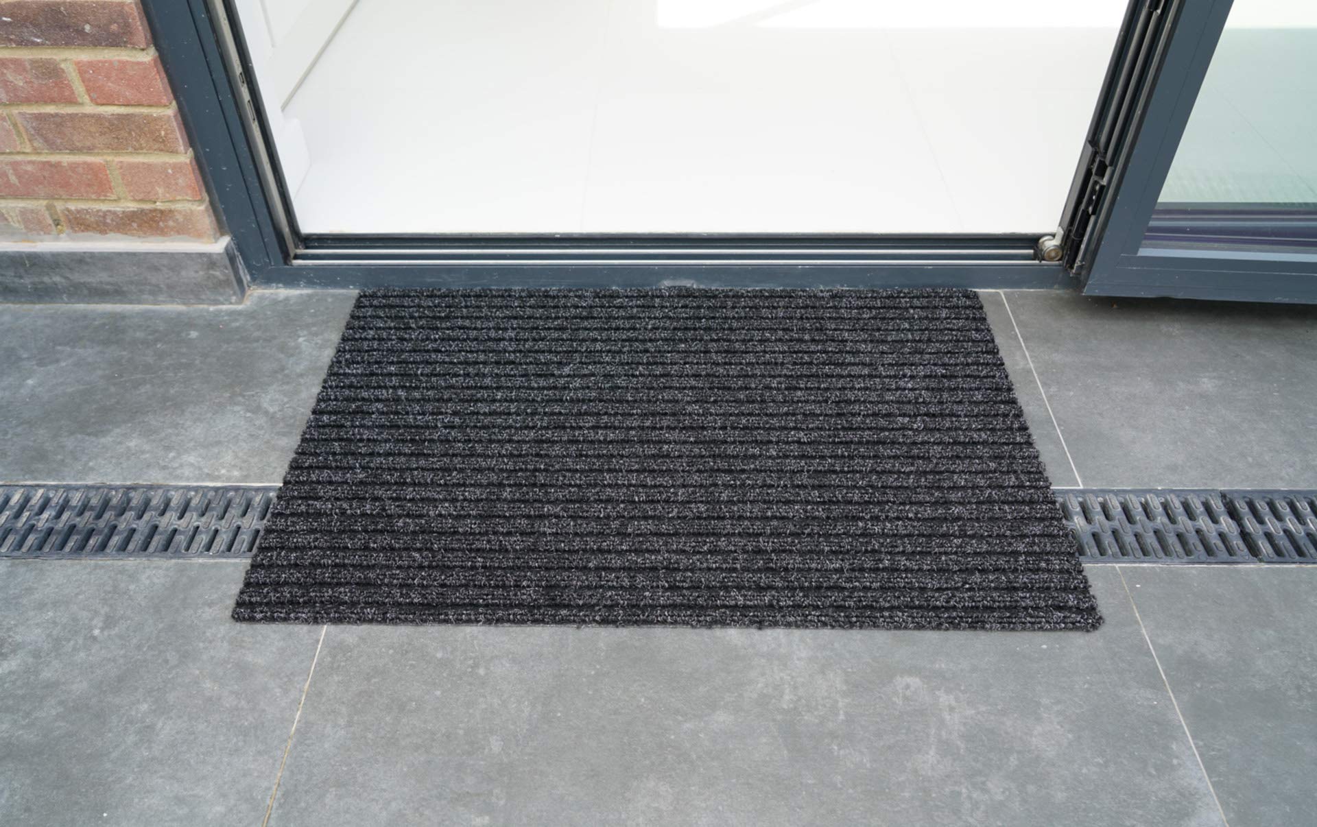 Serdim Rugs Non Slip Ribbed Trapper Hard Wearing Mats, Polypropylene, Anthracite, 50 x 80 cm(1'8" x 2'7")