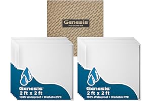 Genesis 2ft x 2ft White Stucco Pro Revealed Edge Ceiling Tiles - Easy Drop-in Installation – Waterproof, Washable and Fire-Ra