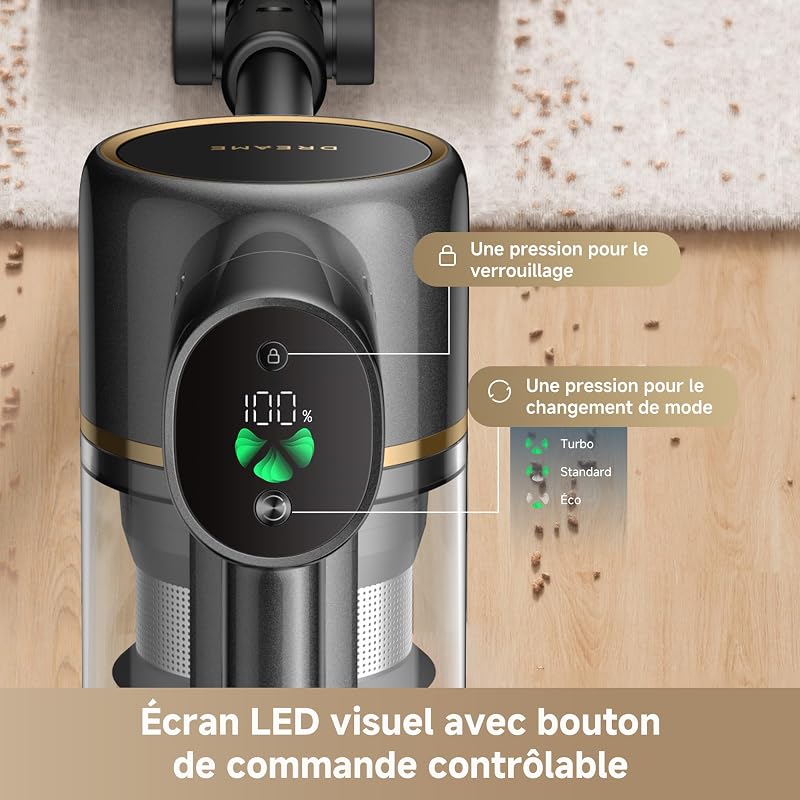 R20 SE-A Aspirateur Balai sans Fil, 20 000PA/150AW, écran LED