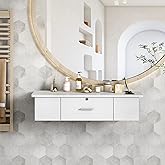 PENNYNANA Wall Mount Styling Barber Station with Locked Storage Drawer,Salon Stations for Hair Stylist,White…