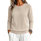 Zeagoo Womens Sweaters Long Sleeve Tops Classic Fall Clothes Crewneck Tops | Sweaters for Womens,Ladies Shirts,Work Clothes,Light Sweaters for Women Fall,Sweatshirt,Polka Dot Sweater,Basic Tops,Outfits
