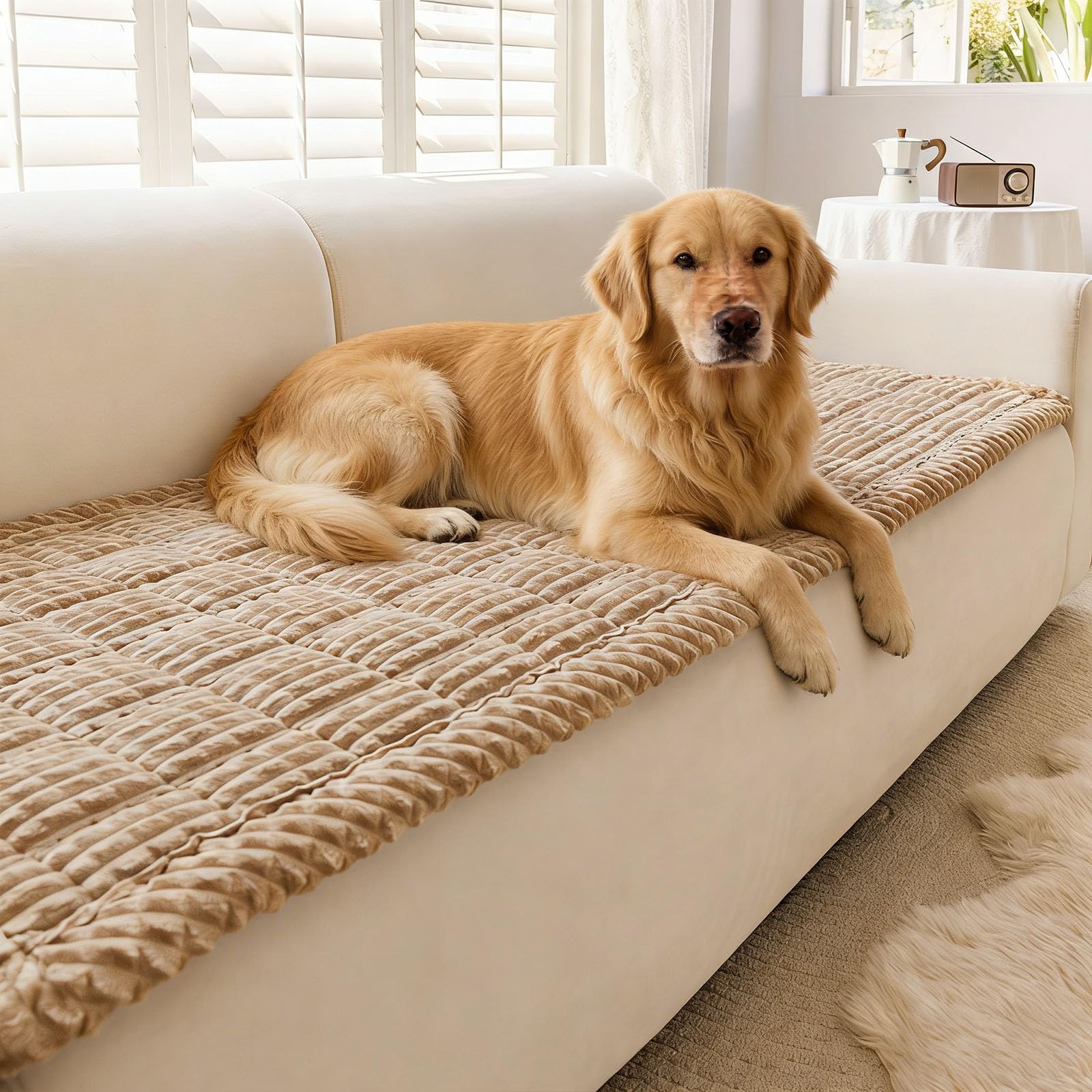 Photo 1 of Disayu Couch Cover for Dogs Washable, Non-Slip Pet Couch Covers for Sofa, Fuzzy Dog Couch Cover Blanket Thick, Soft, Plush for Furniture Protector (Camel, 27.6" x 47.2"/70 x 120cm)