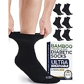 Pembrook Ankle Diabetic Socks for Women & Men - 6 Pairs | Breathable Bamboo Viscose | Wide Non Binding Socks Women, Loose Fit