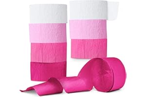 ADER PRODUCTS Pink Crepe Paper Streamers, Pink Party Decorations - 8 Large Rolls, 2in x 120ft Each Roll - Decorative Creped Roll for Birthday, Festival, Wedding, Backdrop or Photo Booth Decoration and Flower Making